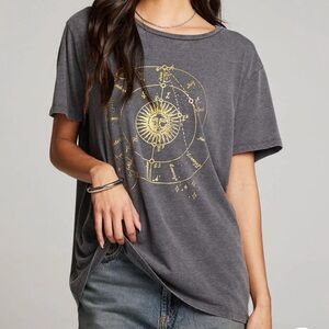 Chaser - Astrology Black Mineral Wash Tee - size L - NWOT